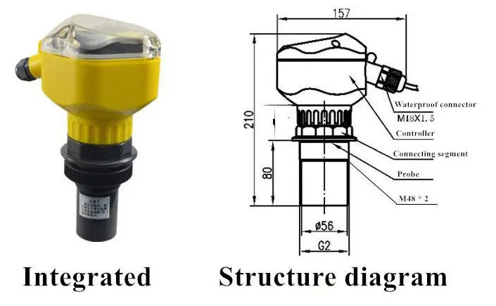 Integrated Sump Ultrasonic Level Meter dengan Non-kontak Keakuratan Tinggi 0,5% dan English LED Display