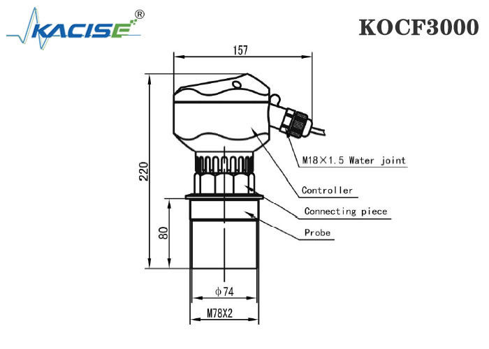 KOCF3000 Ultrasonic Open Channel Flow Meter dengan akurasi pengukuran 0,5% dan Komunikasi Protokol MODBUS untuk Pengukuran Tanpa Kontak