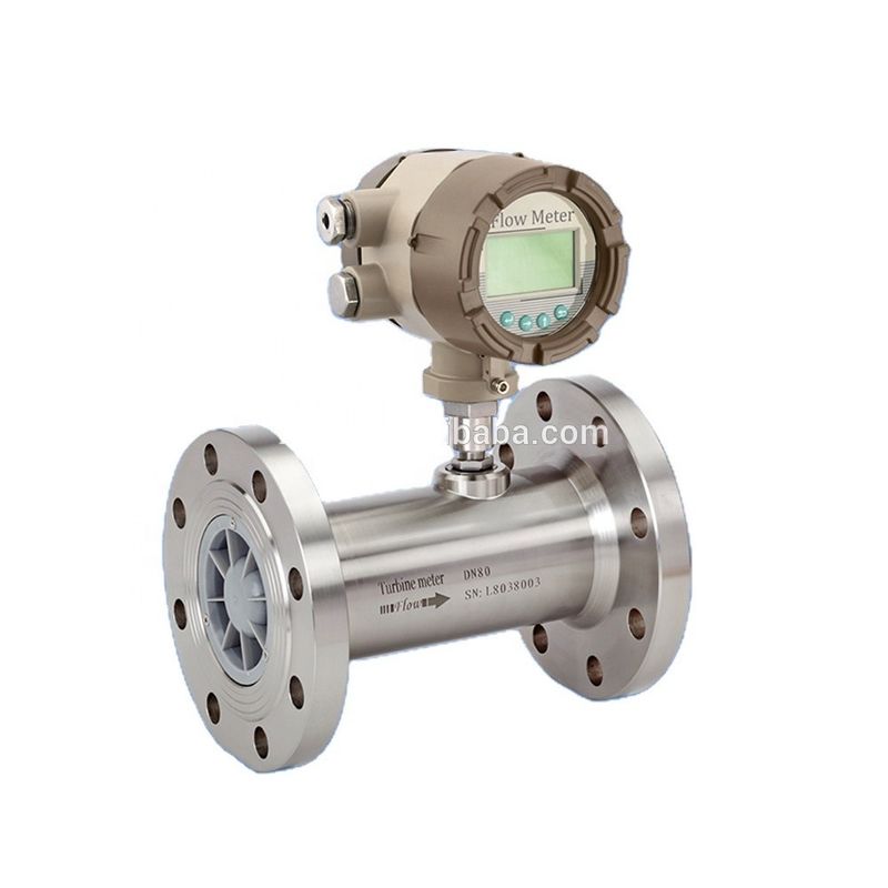 Turbin gas stainless steel flow meter dengan output 4-20mA dan desain tahan ledakan