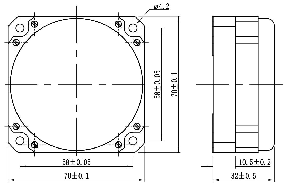Giroskop Optik Digital Presisi Tinggi dengan Dimensi 70×70×32 mm dan Suhu Operasi -40°C+70°C untuk Navigasi UAV