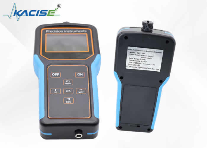 IP65/IP67 Kelas Perlindungan Portable Doppler Flowmeter dengan fungsi penyimpanan data dan baterai lithium 12V dapat diisi ulang
