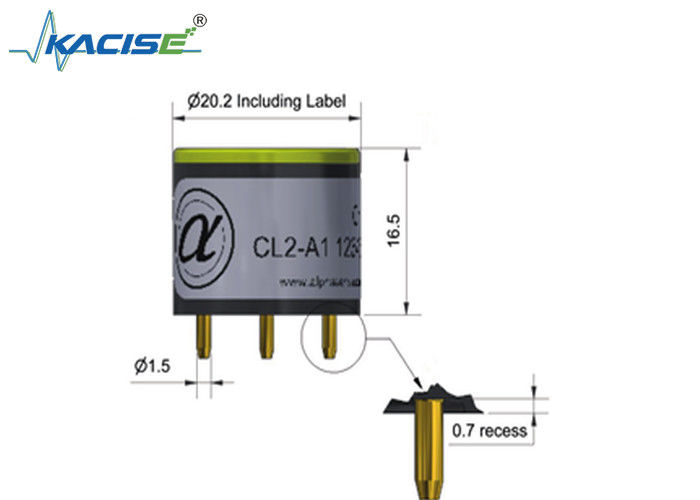 Sensor Klorin CL2-A1 - 3 Elektroda dengan 20 Rentang, ± 1,5 Linearitas, dan 50 Batas Gas Berlebih