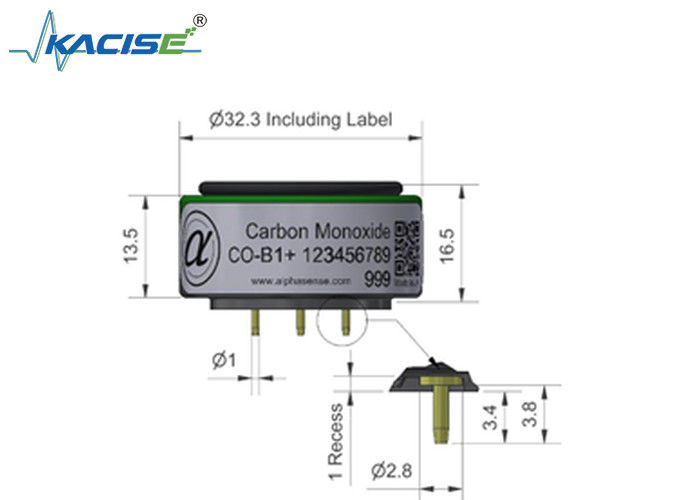 Sensor karbon monoksida CO-B1 dengan arus nol ± 4 dan kisaran 5000 untuk deteksi yang akurat
