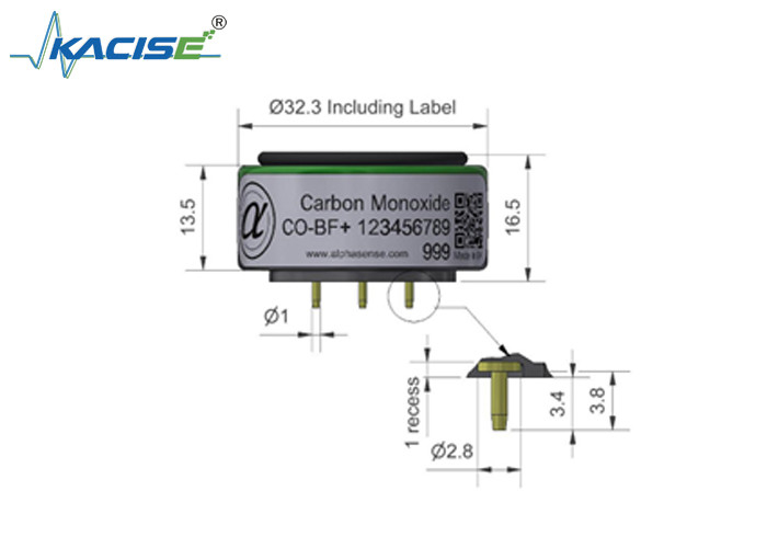 CO-BF/CO-BF Carbon Monoxide Sensor Response Time 25 Resolusi 0,5 untuk Industri