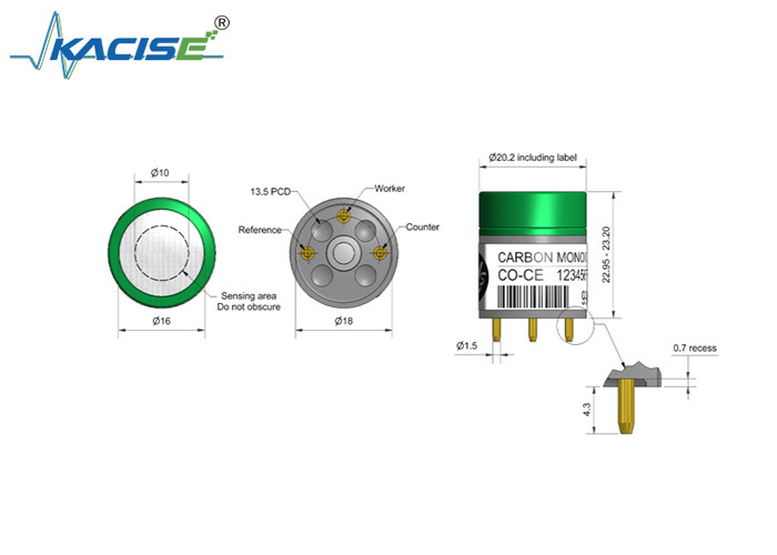 CO-CE Carbon Monoxide Sensor Linearity 500 Sensitivitas 10 sampai 25 Konsentrasi tinggi