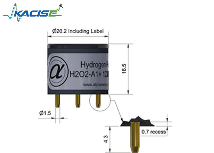 Sensor hidrogen peroksida H202-A1/H202-A1+ dengan sensitivitas 50 sampai 90, waktu respons < 25 dan kisaran 2000