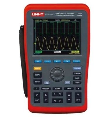UNI-T UTD1202C Pro Osiloskop Penyimpanan Digital Genggam - 200MHz, Saluran Ganda, Tampilan Warna