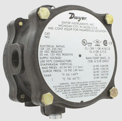 Sakelar Tekanan Diferensial Tahan Ledakan Dwyer (Model 1950G-0-B-120-NA & 1950G-00-B-240)
