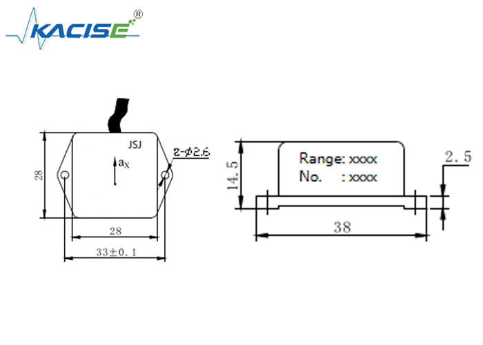 Sensor akselerometer uniaxial dengan output 0,5 ~ 4,5V ± 1 g Range dan Wide Measuring Range
