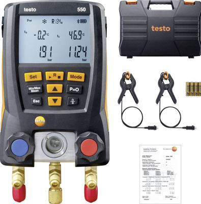 Kit Manifold Refrigeran Digital Testo 550 dengan Konektivitas Bluetooth 60 Profil Refrigeran dan Desain Tangguh