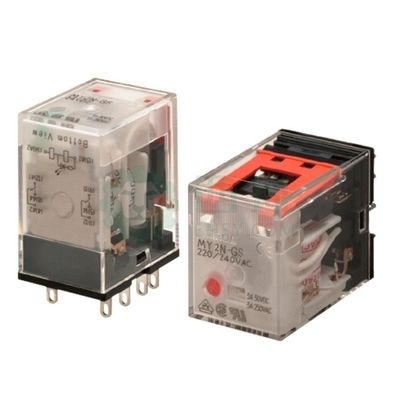 Relay Umum Omron MY2-GS dengan Operasi 24VDC, Resistensi Koil 662 Ω, dan Formulir Kontak DPDT